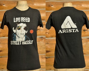 1970s Lou Reed Street Hassle Arista Records Front and Back Print T Shirt