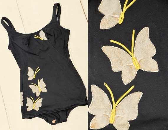 1950s Butterfly Swimsuit DeWeese Designs Open Back