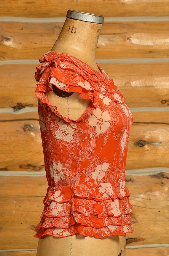 Vintage Silk Poppy Print Flapper Style Bohemian B… - image 2