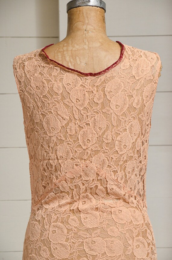 1920s Peach Lace Dress Sherbet Pastel Fitted Even… - image 5