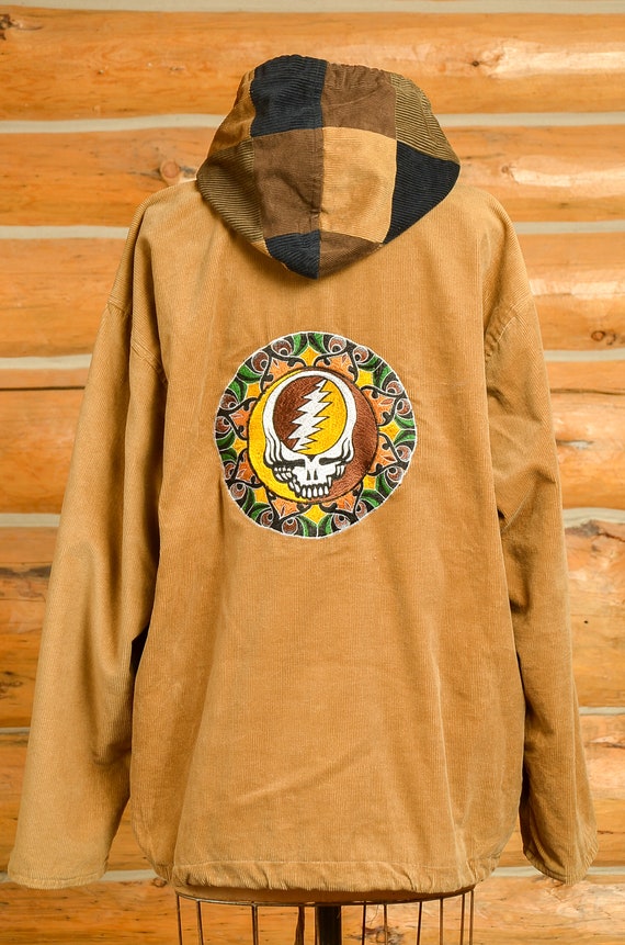 90s Grateful Dead Skull Patchwork Hippie Jacket B… - image 5