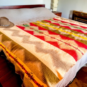 Cobertor de lã Oregon City da década de 1920, comprimento duplo, extra longo, 2,6 m x 12,4 m