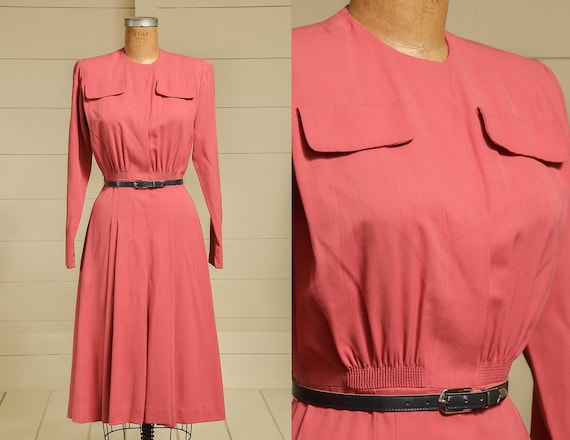 1950s Rayon Dress R & K Originals Rose Blush Pink