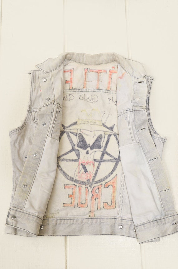 80s Motley Crue Levis Jean Vest Hand Painted Fan … - image 6