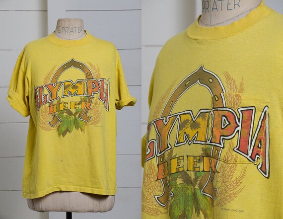 70s OLYMPIA Beer Single Pocket California Shirt Sh