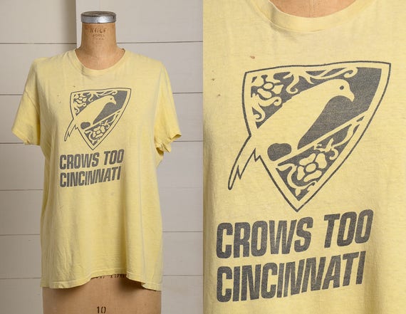 70s Crows Too Cincinnati Hanes Tag Yellow Cotton T