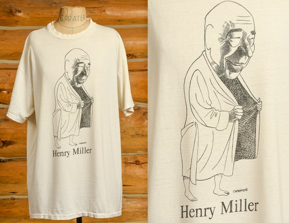 1990 Henry Miller Author T Shirt Steven Cragg Ill… - image 1