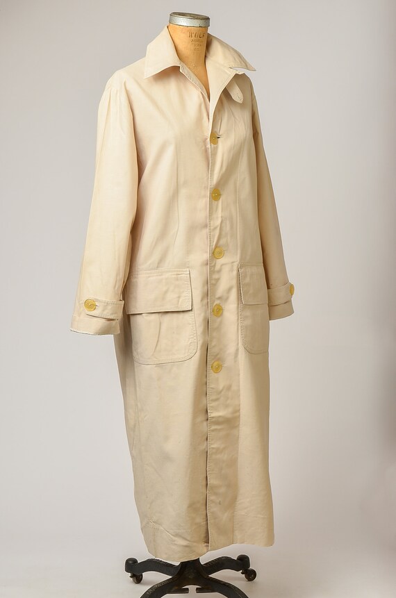 Beige Black Striped Linen Long Coat 19180