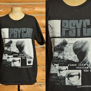Maglietta nera in cotone con promozione del film horror Psycho vintage