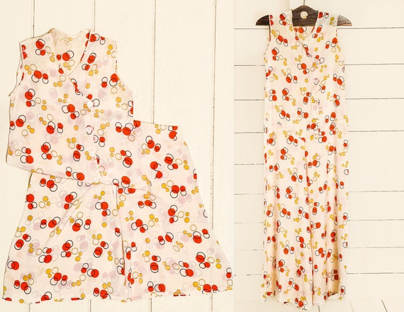 1930s Beach Pajamas Polka Dot Silk Lounge Jumpsuit