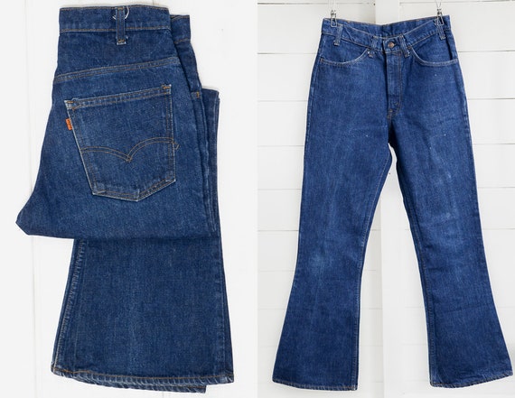 70s Levis 646 Orange Tag Dark Denim Big Bells Hipp