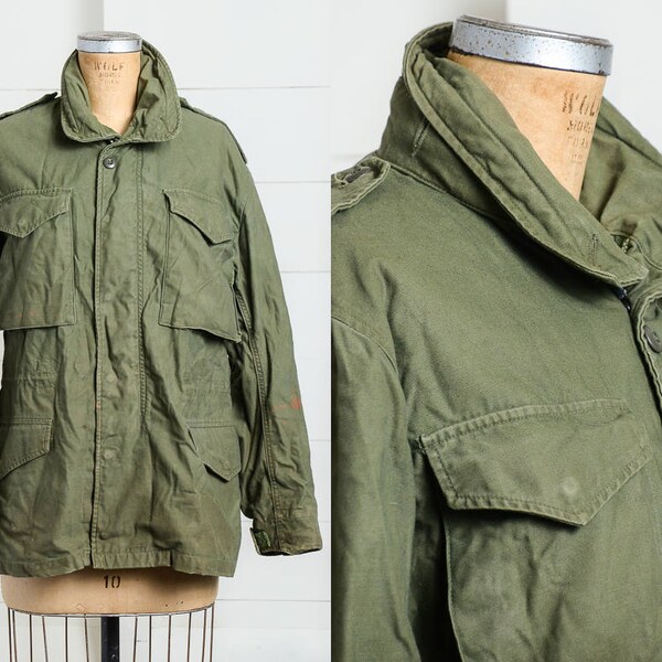 70s Military Parka M-65 US Army Green Hippie Minimalist Field Jacket