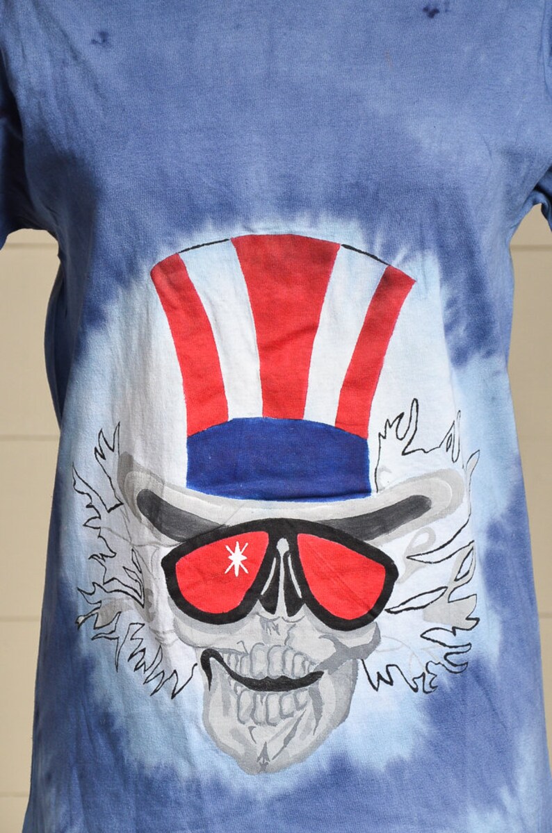 80s Grateful Dead Uncle Sam Skeleton Tie Dye T Shirt Etsy