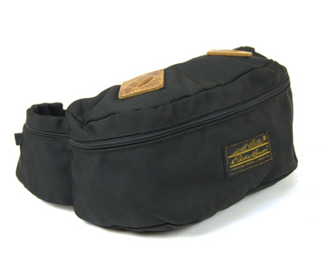 80s Waist Pack Eddie Bauer Cordura & Leather Diamond Fanny Pack Mountaineering Waist Pack Hiking