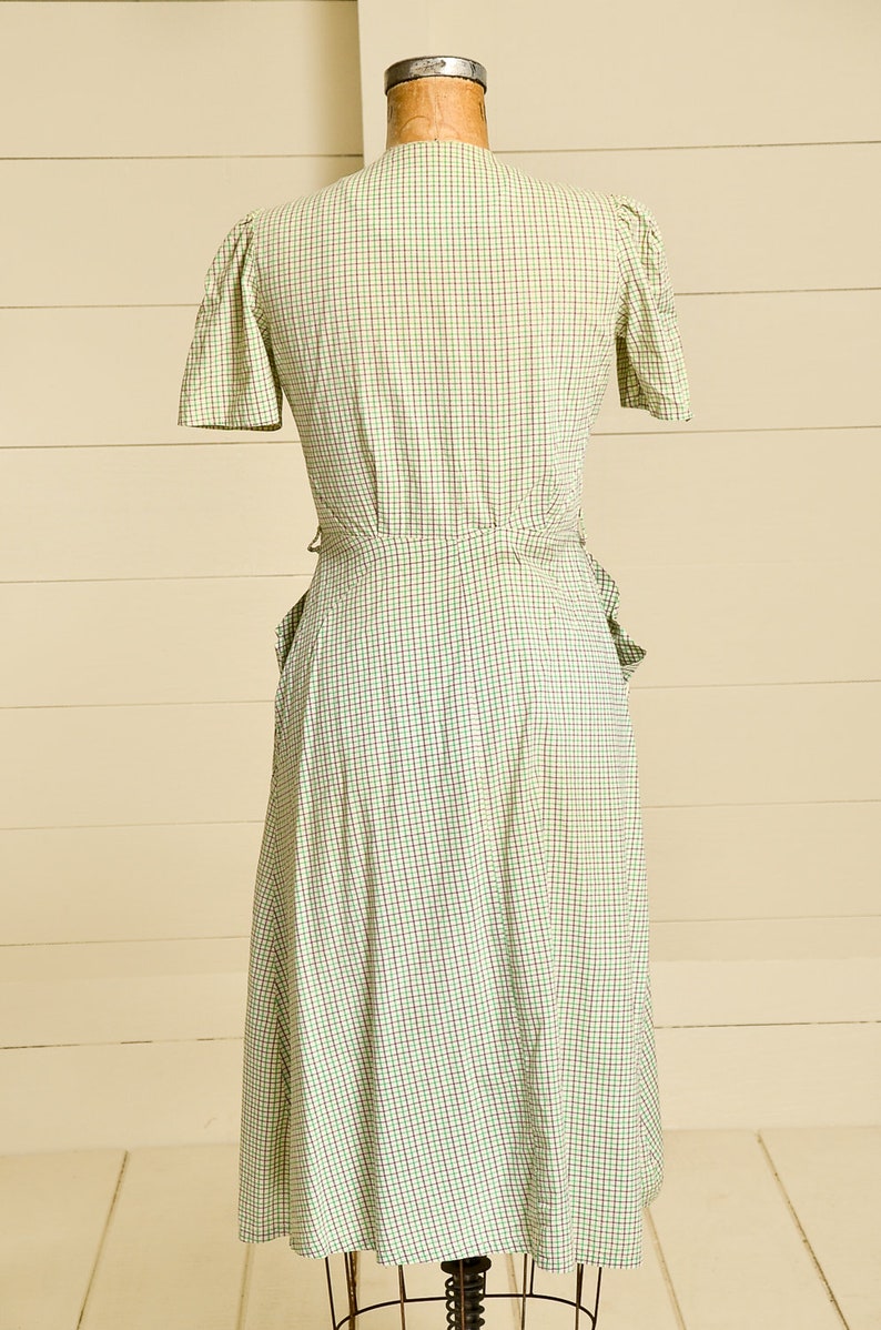 1930s Cotton Day Dress Plaid Button Down House Dress Etsy