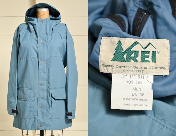 1980s REI Parka Blue Anorak Hooded Mountain Parka