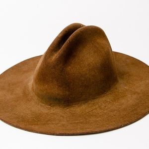 Vintage Distressed Wide Brim Western Hat Brown Fur Felt Cowboy Hat