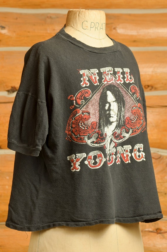 1970s Neil Young and Crazy Horse Black Cotton Fro… - image 2