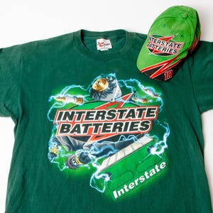 Vintage 2000 Bobby Labonte Interstate Batteries Nascar T Shirt and Hat