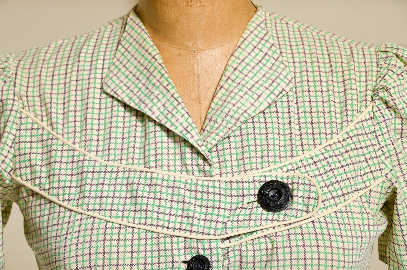 1930s Cotton Day Dress Plaid Button Down House Dress Etsy