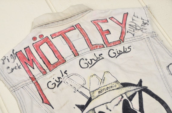 80s Motley Crue Levis Jean Vest Hand Painted Fan … - image 5