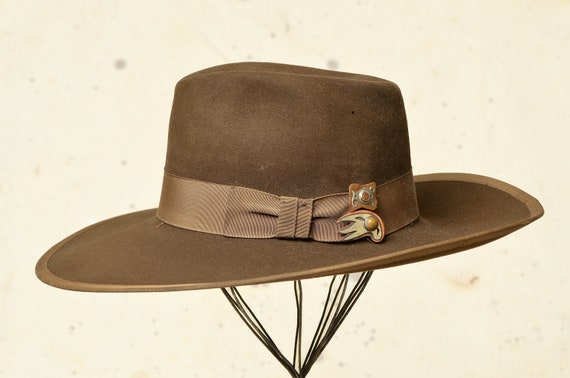 1940s Wide Brim Western Hat Brown Beaver Fur Felt… - image 2