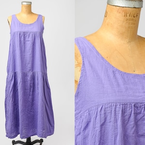 Vintage Cotton Babydoll Dress Lavender Cotton Full Length Tent Dress