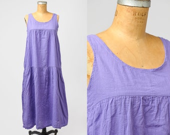 Vintage Cotton Babydoll Dress Lavender Cotton Full Length Tent Dress