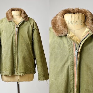 1940s WWII Deck Jacket Prototype Shearling Lined Military Deck Jacket