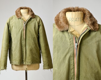 1940s WWII Deck Jacket Prototype Shearling Lined Military Deck Jacket