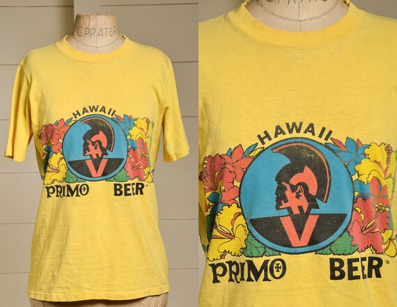 70s Primo Hawaiian Beer Hi Cru Stedman Floral Bouq