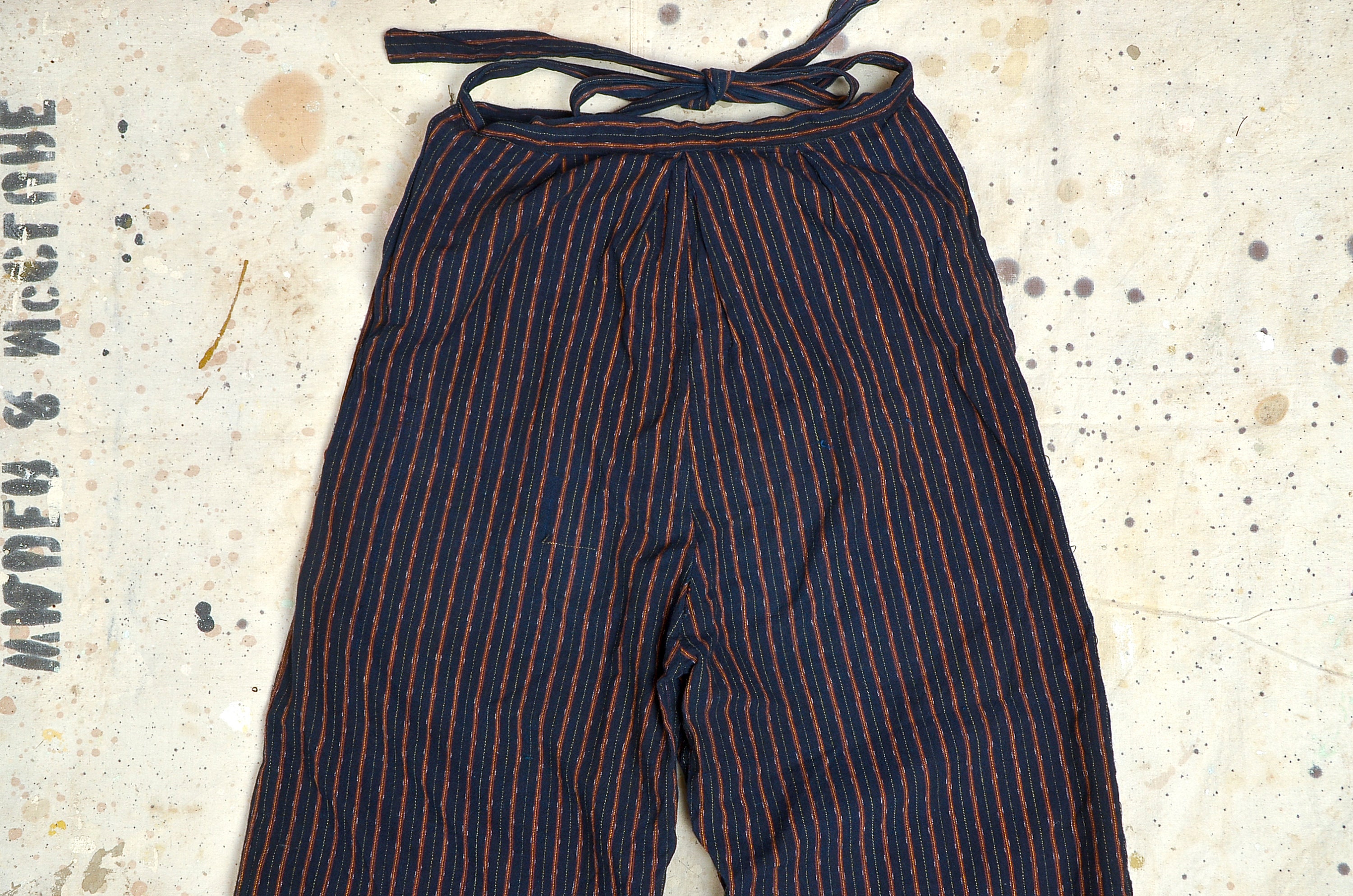 Vintage Japanese Indigo and Brown Stripe Monpe Wrap Around - Etsy