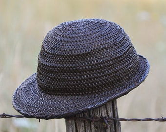 Antique Woven Riding Hat Black Natural Fiber Handwoven Equestrian Helmet