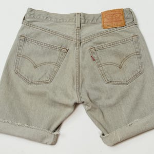 Vintage Levis 501 Cut Off Shorts Grey Denim Frayed USA Jean Shorts W 30