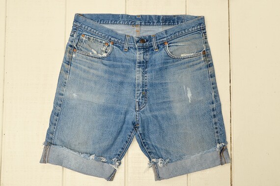 Vintage Plain Pockets Cut Off Shorts Distressed De