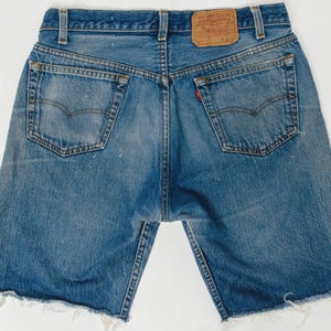 Vintage Levis 501 Cut Off Shorts Distressed Denim Frayed USA Jean Shorts W 34