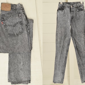 1980s Levis 501 Gray Acid Wash Denim Made in USA Button Fly Jeans 28 x 29
