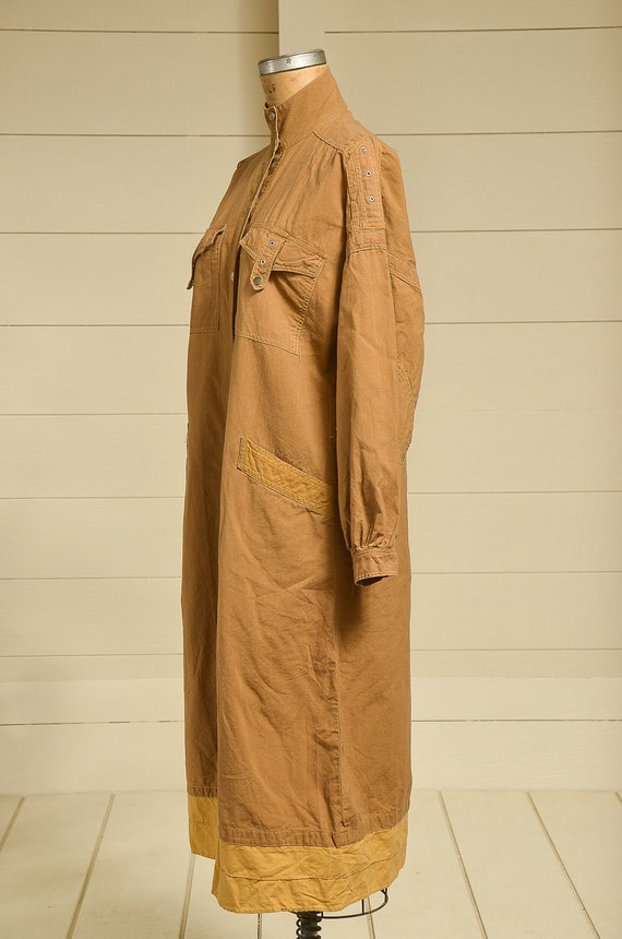 1980s Minimalist Dress Cote D'Azur Mustard Cotton… - image 4