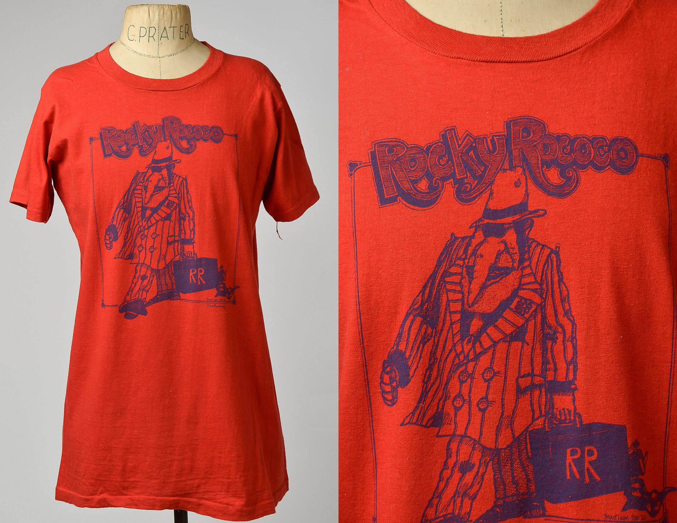 1970s Rocky Rococo Pizza Joint Novelty T Shirt picture