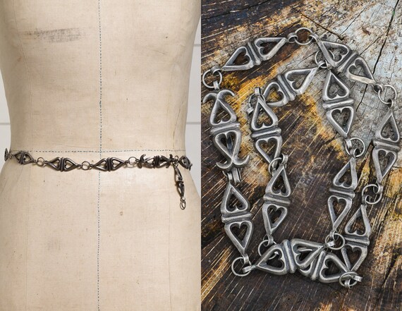 1960s Navajo Concho Belt Cast Silver Link Concho B