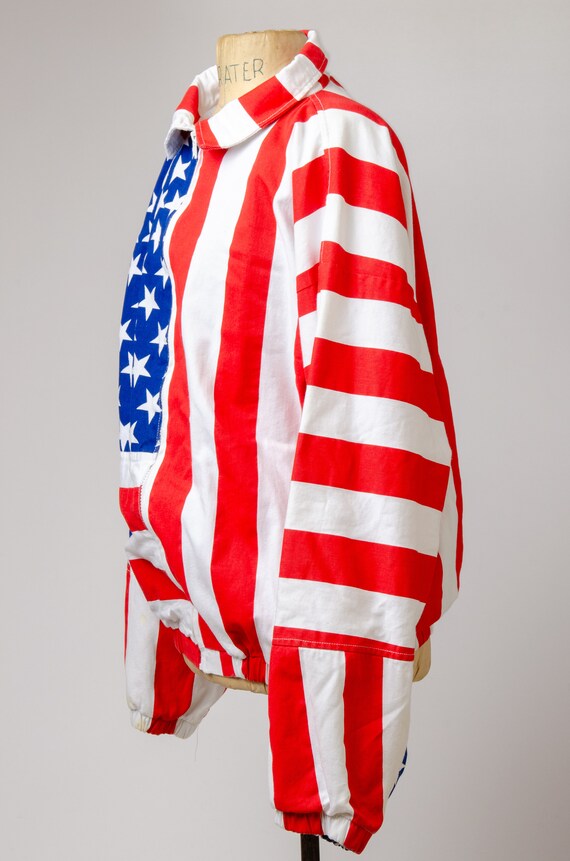 90s American Flag Bomber Jacket USA Made Cotton Stars - Gem