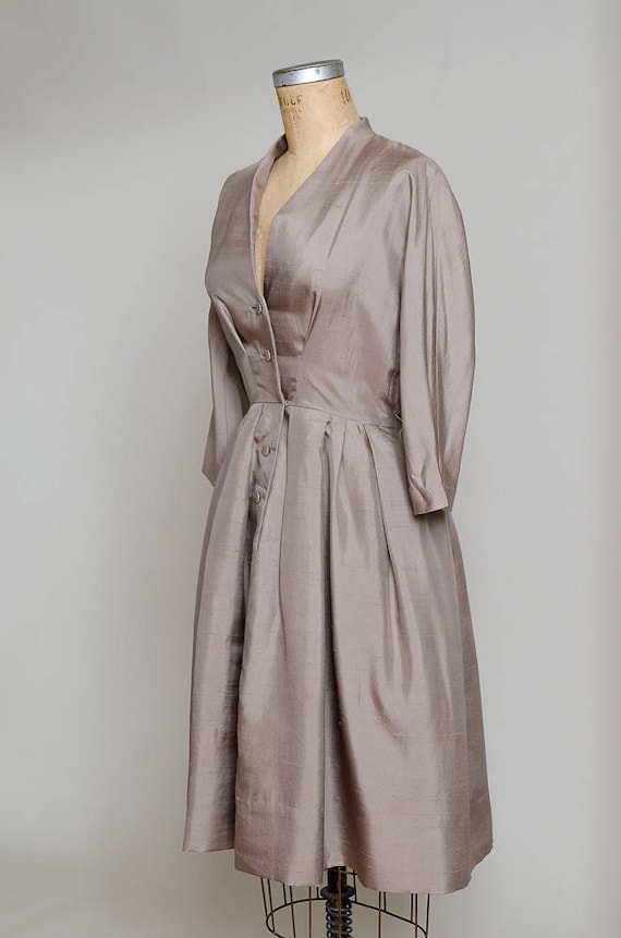 1950s Modern Silk Camel Brown Anjac Fashions Cali… - image 2