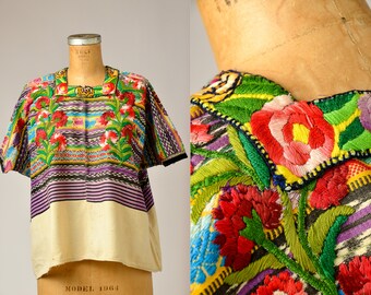 Antique Guatemalan Huipil Blouse Hand Woven Traditional Top