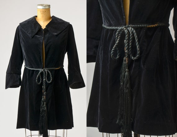 Victorian Black Velvet Jacket Dramatic Wide Collar Formal Opera Coat Etsy