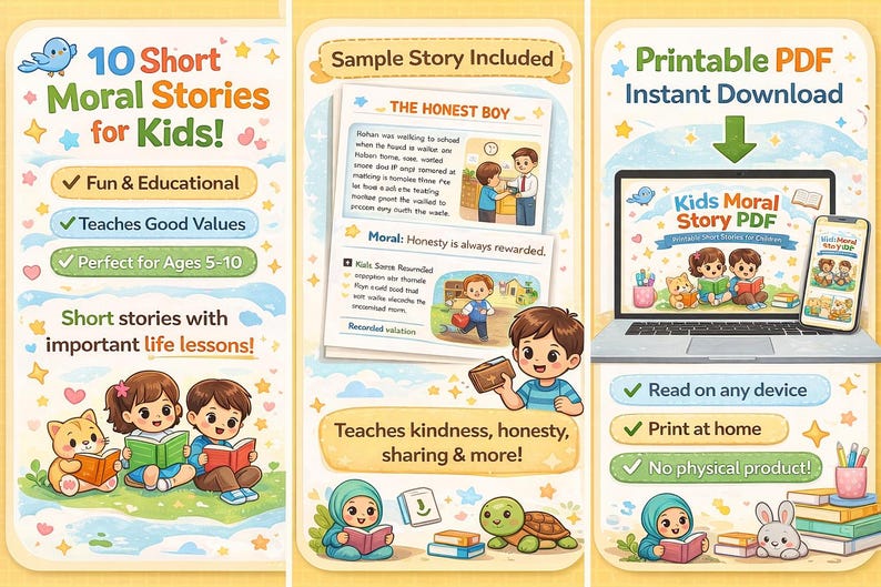 Kids Moral Story PDF | Printable Short Stories for Children | Digital ...