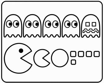 Retro Arcade Coloring Book | Pac Style Ghosts, Characters (Digital Download)