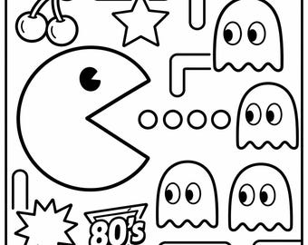 Retro Arcade Coloring Page | 80s Game Style Printable (Digital Download)