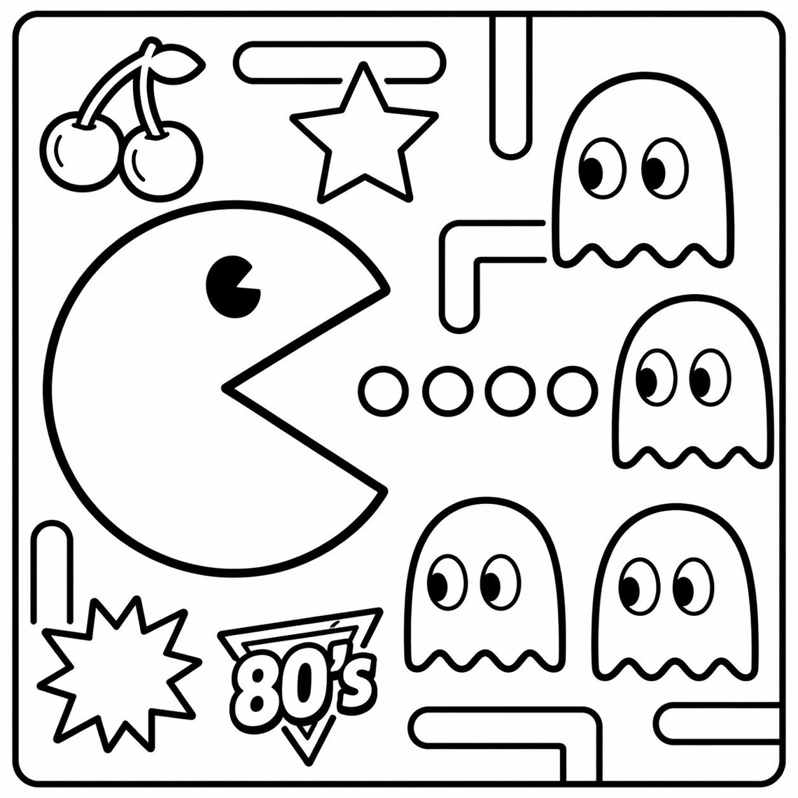 Retro Arcade Coloring Page | 80s Game Style Printable (digital Download ...