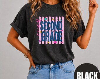Comfort Colors Second Grade Shirt, Back To School Teacher Tee, Retro Aesthetic Graphic, Retro Graphic Shirt, Vintage Aesthetic Apparel