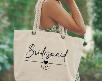 Custom Bridesmaid Tote Bag, Personalized Bachelorette Bag